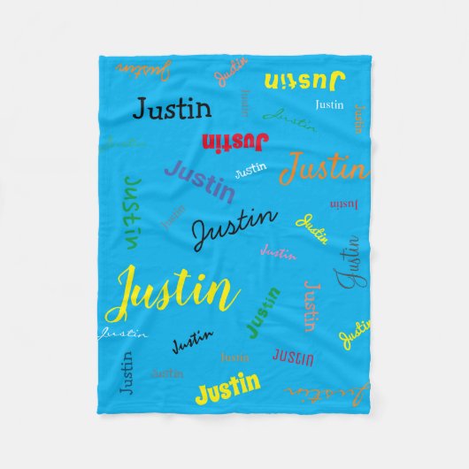 男のパーソナライズされた子ネームモノグラムブルーキュート フリースブランケット (正面)