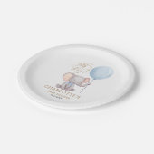 男のパーソナライズされた子ブルーバルーンゾウ赤ちゃんシャワー ペーパープレート (アングル)