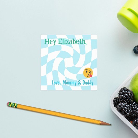 男のパーソナライズされた子ランチボックスノートレトロ市松模様に ポストイット