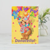 男のパーソナライズされた子誕生日グリーティングカード サンキューカード (スタンド正面)