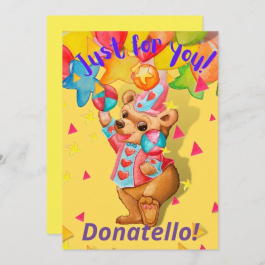 男のパーソナライズされた子誕生日グリーティングカード サンキューカード (正面/裏面)