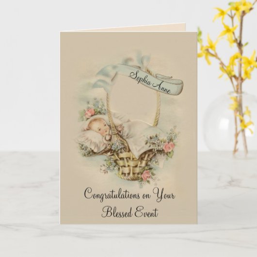 男のパーソナライズされた赤ちゃん男の子のお祝いのカード カード (黄色い花)