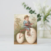 男のビクトリアン子の自転車イースターエッグ シーズンポストカード (スタンド正面)