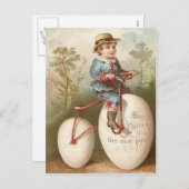 男のビクトリアン子の自転車イースターエッグ シーズンポストカード (正面/裏面)