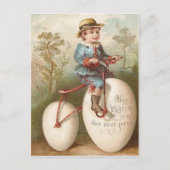 男のビクトリアン子の自転車イースターエッグ シーズンポストカード (正面)