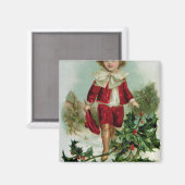 男のビクトリアン子を描いたクリスマスのはがき マグネット (正面/裏面)