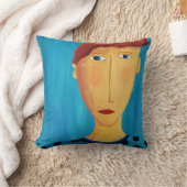 男のポートレートのコンテンポラリー技絵画術 クッション (ブランケット)