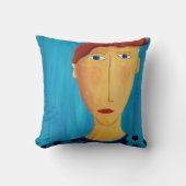 男のポートレートのコンテンポラリー技絵画術 クッション (正面)