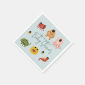 男のモダン子と可愛いモンスタカラフルーベビーシャワー スタンダードカクテルナプキン (角)