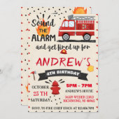 男のモダン子のためのパーソナル消防士パーティー誕生日 招待状 (正面/裏面)