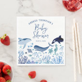 男のモダン子のための海の赤ちゃんシャワーの下 スタンダードランチョンナプキン (インサイチュ)