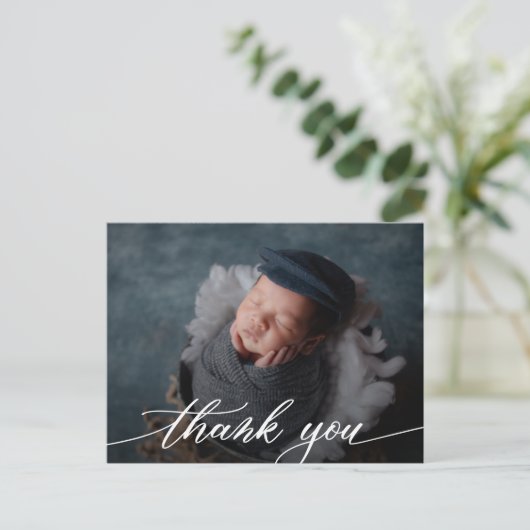 男のモダン子の赤ちゃんシャワーありがとう ポストカード (スタンド正面)