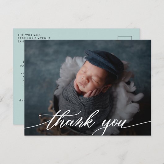 男のモダン子の赤ちゃんシャワーありがとう ポストカード (正面/裏面)