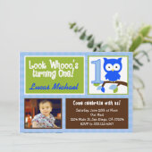 男のモダン子への1歳の誕生日の招待 招待状 (スタンド正面)