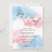 男のモダン子または女の子の性別がパーティーを表示 招待状 (正面)