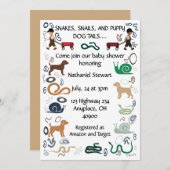 男のモダン子テーマベビーシャワー招待状 招待状 (正面/裏面)