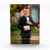 男のモダン子ファースト聖餐式写真 フォトブロック (正面)