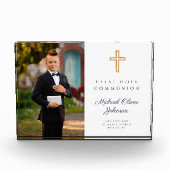 男のモダン子ファースト聖餐式写真 フォトブロック (正面)