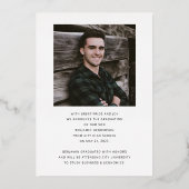 男のモダン子フォトゴールドフォイル卒業発表 箔招待状 (裏面)