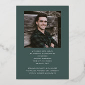 男のモダン子フォトゴールドフォイル卒業発表 箔招待状 (裏面)