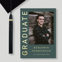 男のモダン子フォトゴールドフォイル卒業発表