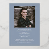 男のモダン子フォトゴールドフォイル卒業発表 箔招待状 (裏面)