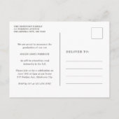 男のモダン子フォト文字オーバーレイ卒業 案内ポストカード (裏面)