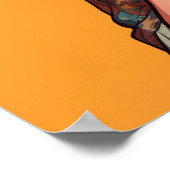 男のユニークおもしろい麺は幸せオレンジ ポスター (角)