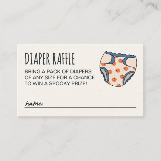 男の不気味子ハロウィーンベイビーシャワーおむつラッフル エンクロージャーカード (正面)