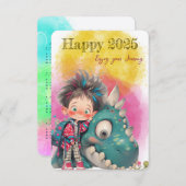 男の予測できな子と恐竜の漫画 (正面/裏面)