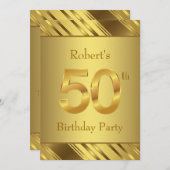 男の人の50歳の誕生日パーティー 招待状 (正面/裏面)