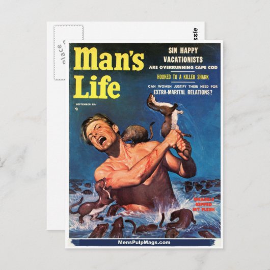 男の人生1956年9月 – 私の肉をむしり取ったイタチ！ ポストカード (正面/裏面)