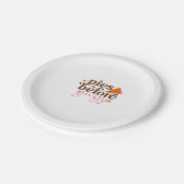 男の前のパイ女の子の子供の幼児サンクスギビング ペーパープレート (アングル)