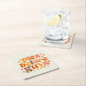 男の前のパイ スクエアペーパーコースター (インサイチュ)