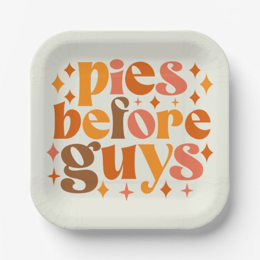 男の前のパイ ペーパープレート (正面)