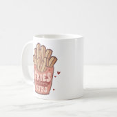 男の前のフライおもしろいズ コーヒーマグカップ (正面左)