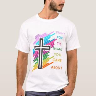 男の十字架の気にために戦え Tシャツ