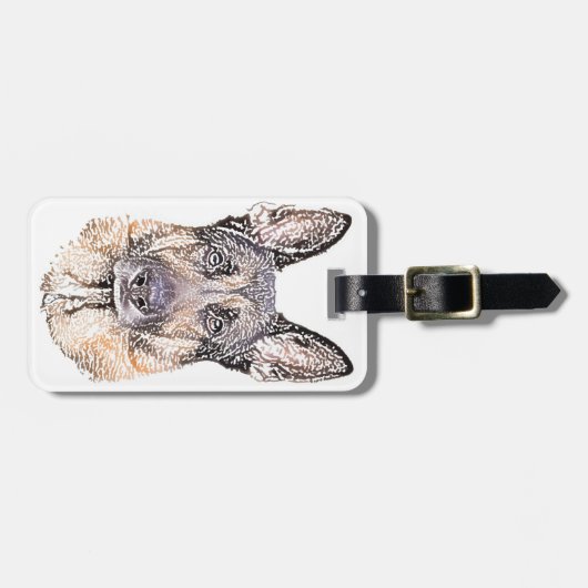 男の友人ドイツ最高のの羊飼い犬のポートレート ラゲッジタグ (正面横)