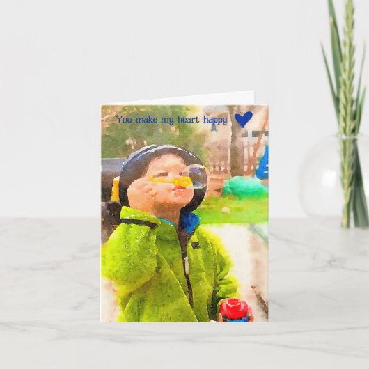 男の吹子のバブルめでたいバレンタインデーのカード カード (正面)