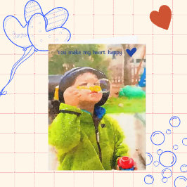 男の吹子のバブルめでたいバレンタインデーのカード カード