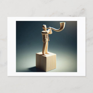 男の吹靴は木から彫り出されているように見える ポストカード