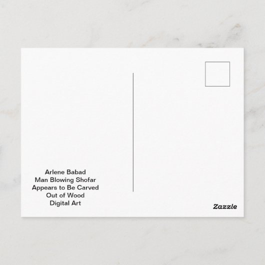 男の吹靴は木から彫り出されているように見える ポストカード (裏面)