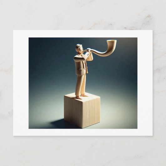 男の吹靴は木から彫り出されているように見える ポストカード (正面)