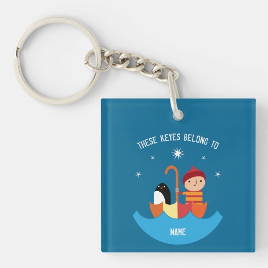 男の失った子と見つけた友情の金属弁当箱 キーホルダー (正面)