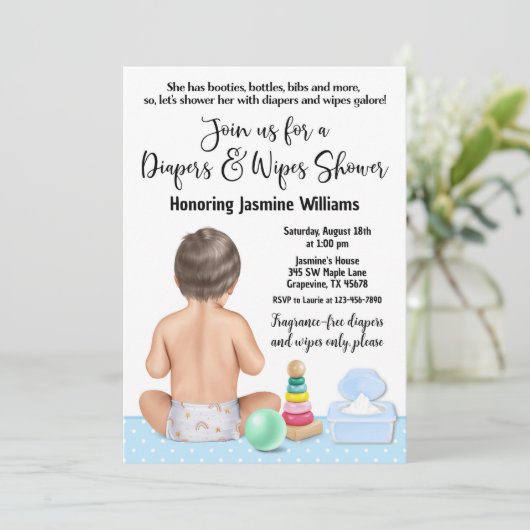 男の子おむつシャワー招待状 招待状 (スタンド正面)