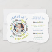 男の子おもちゃおもしろい輸送写真2nd誕生日パーティー 招待状 (正面)