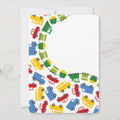 男の子おもちゃカラフル輸送可愛い男の子の赤ちゃんシャワー 招待状 (裏面)