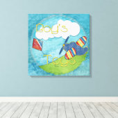 男の子おもちゃミックスメディア キャンバスプリント (インサイチュ (ウッドフロア))