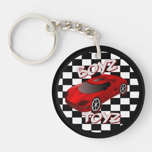 男の子おもちゃ赤スポーツカーアクリルキーチェーン2 キーホルダー (正面)