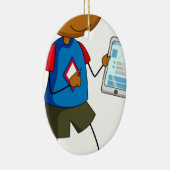 男の子およびタブレット セラミックオーナメント (右)